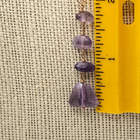 Natural Amethyst Gold Filled Chain Drop Necklace 15"-18" - Picture 6 of 13